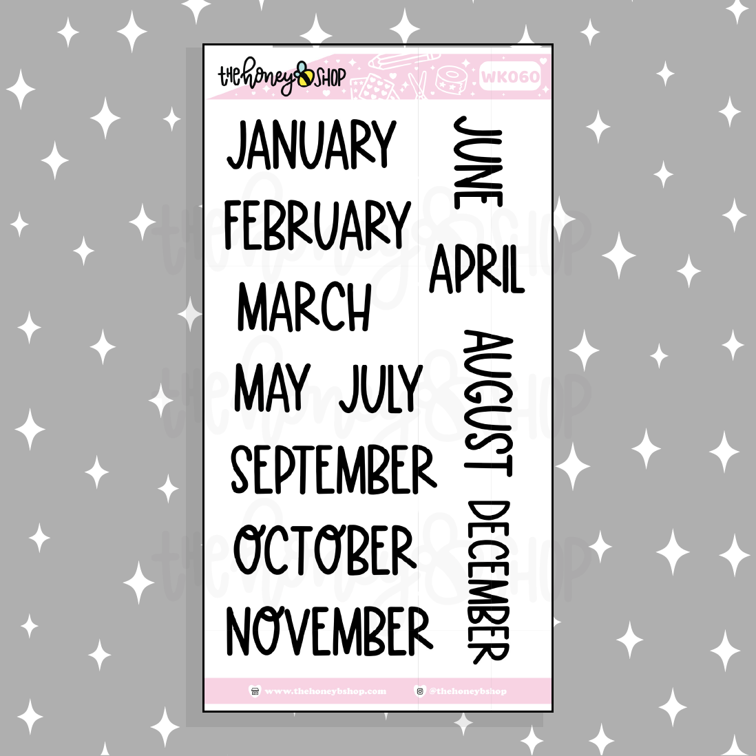 Doodle de los meses del año de Sugar Pie Pegatina