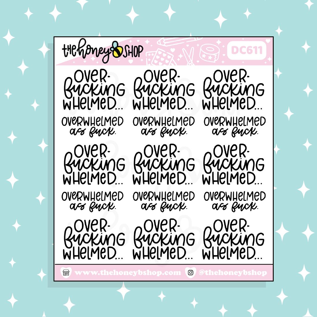 Overwhelmed AF Doodle Sticker