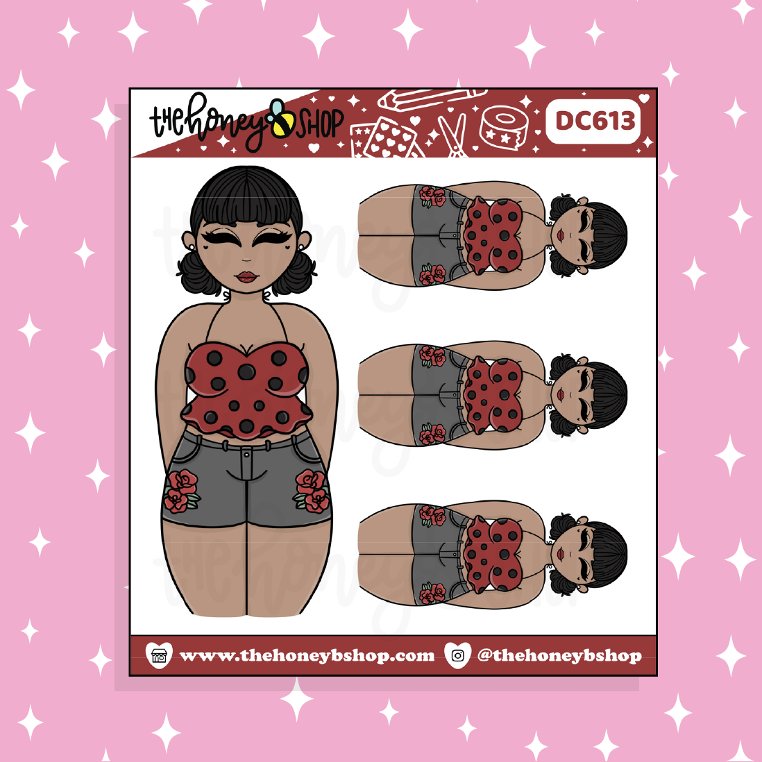 Lady Bug Babe Doodle Sticker | Choose your Skin Tone!