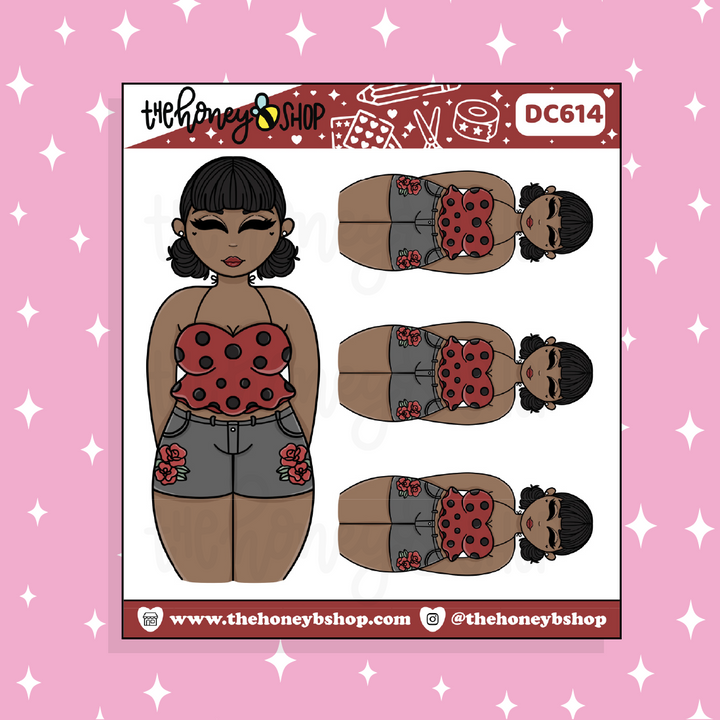 Lady Bug Babe Doodle Sticker | Choose your Skin Tone!