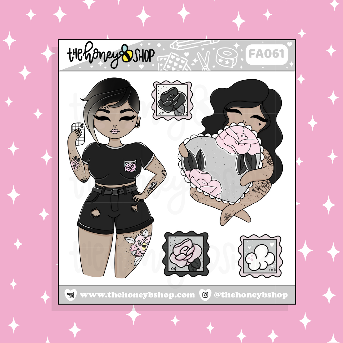 Selfie + Heart Babe Doodle Sticker | Choose your Skin Tone!