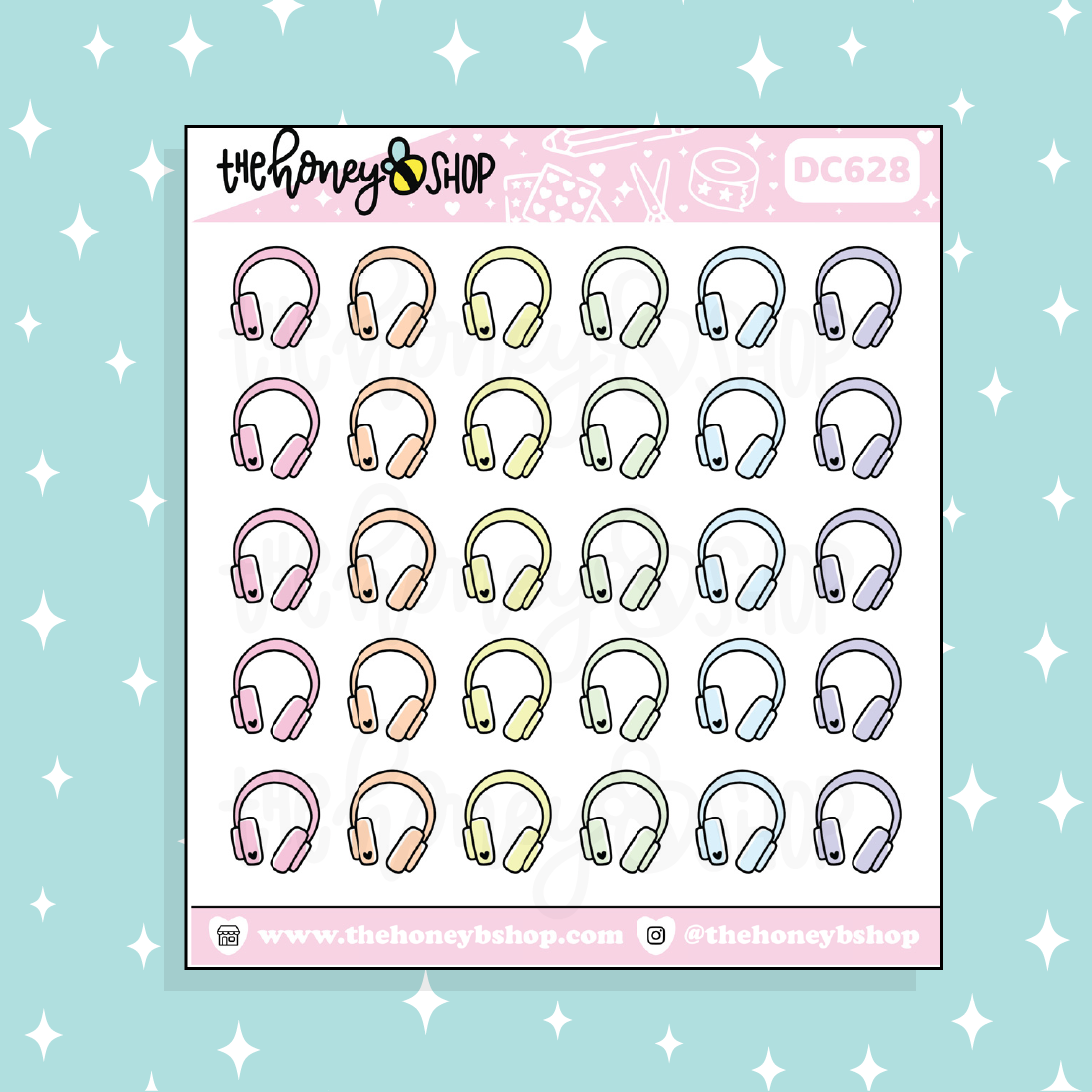 Headphone Icon Doodle Sticker | Choose Your Color Option!