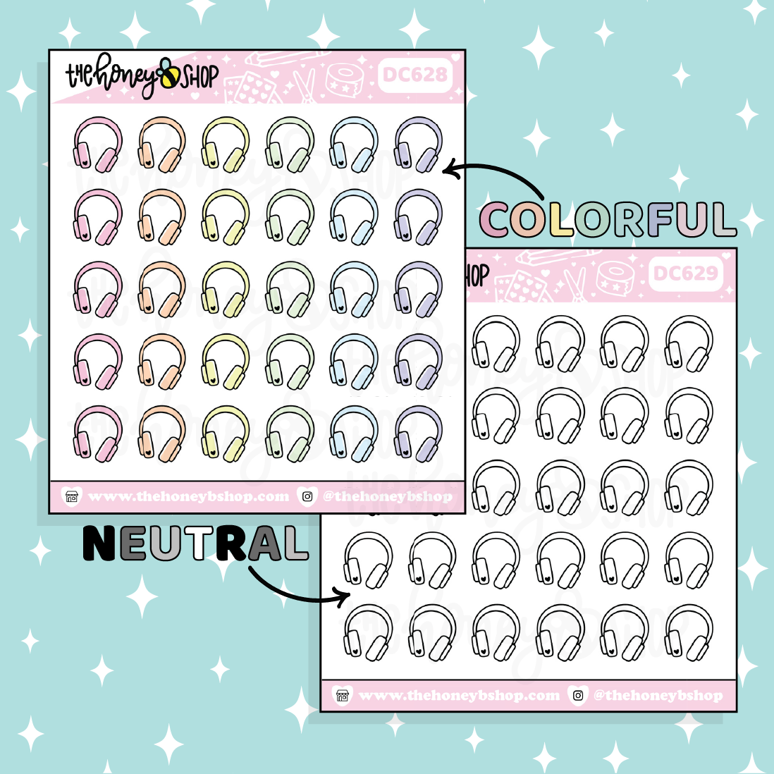 Headphone Icon Doodle Sticker | Choose Your Color Option!