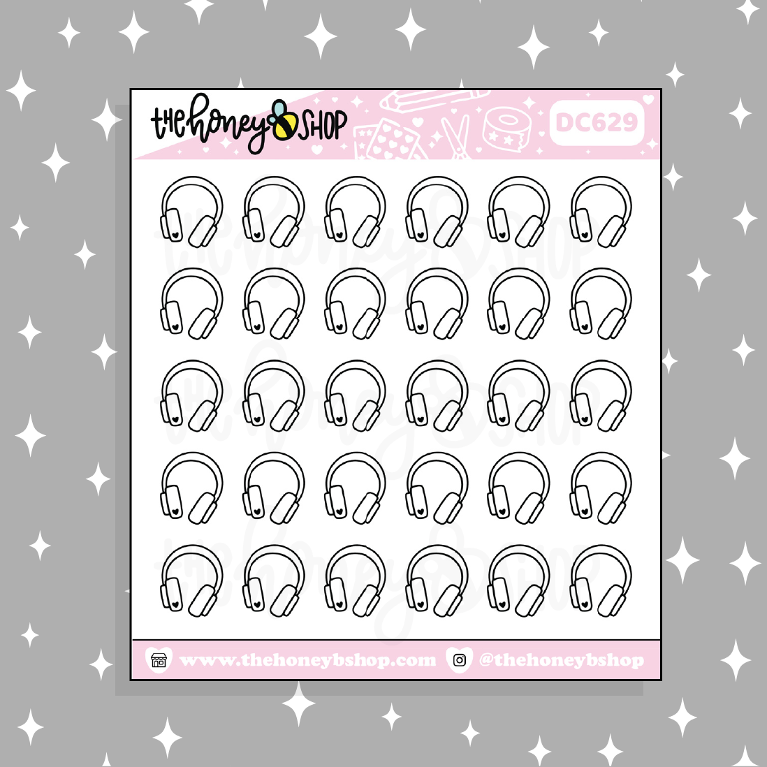 Headphone Icon Doodle Sticker | Choose Your Color Option!
