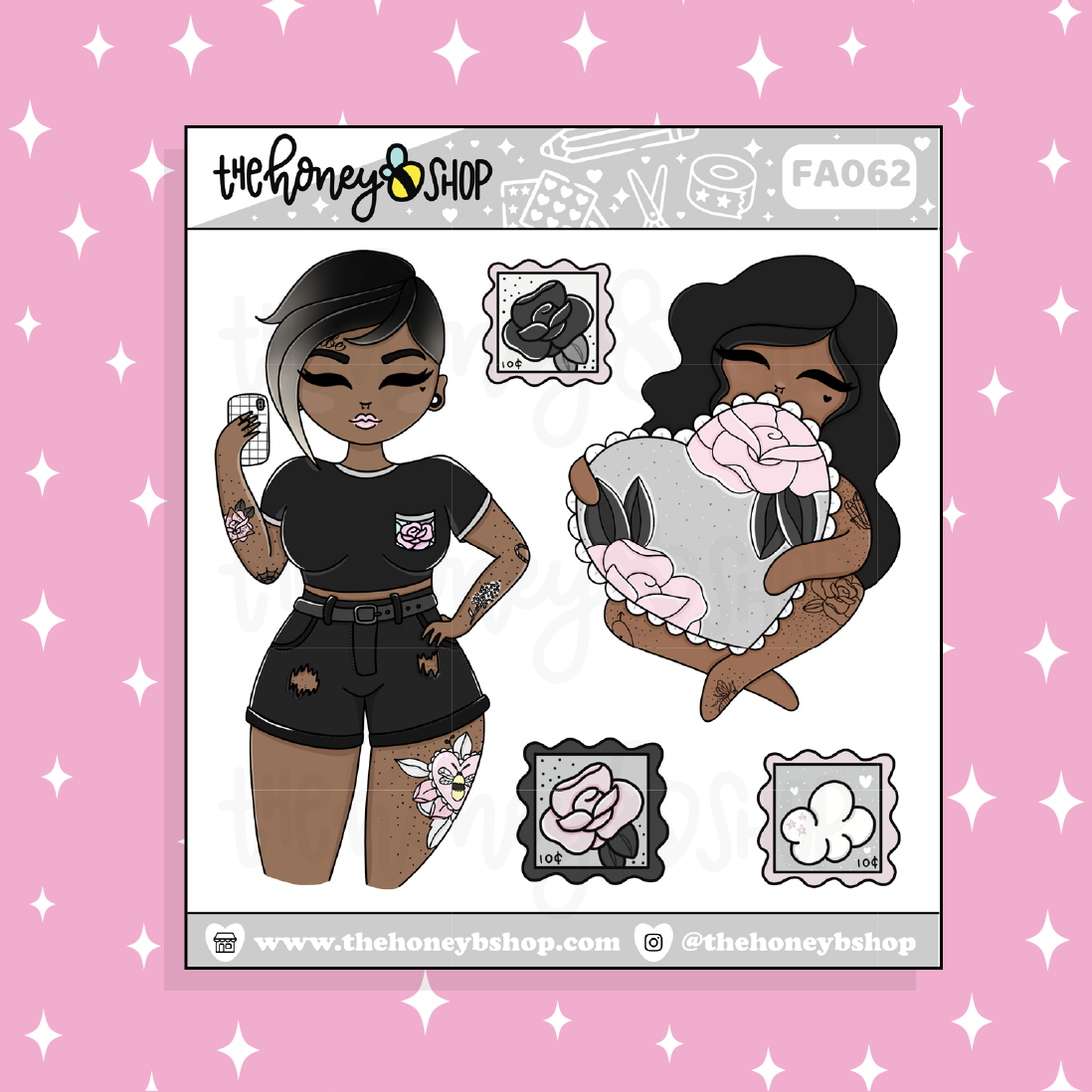 Selfie + Heart Babe Doodle Sticker | Choose your Skin Tone!
