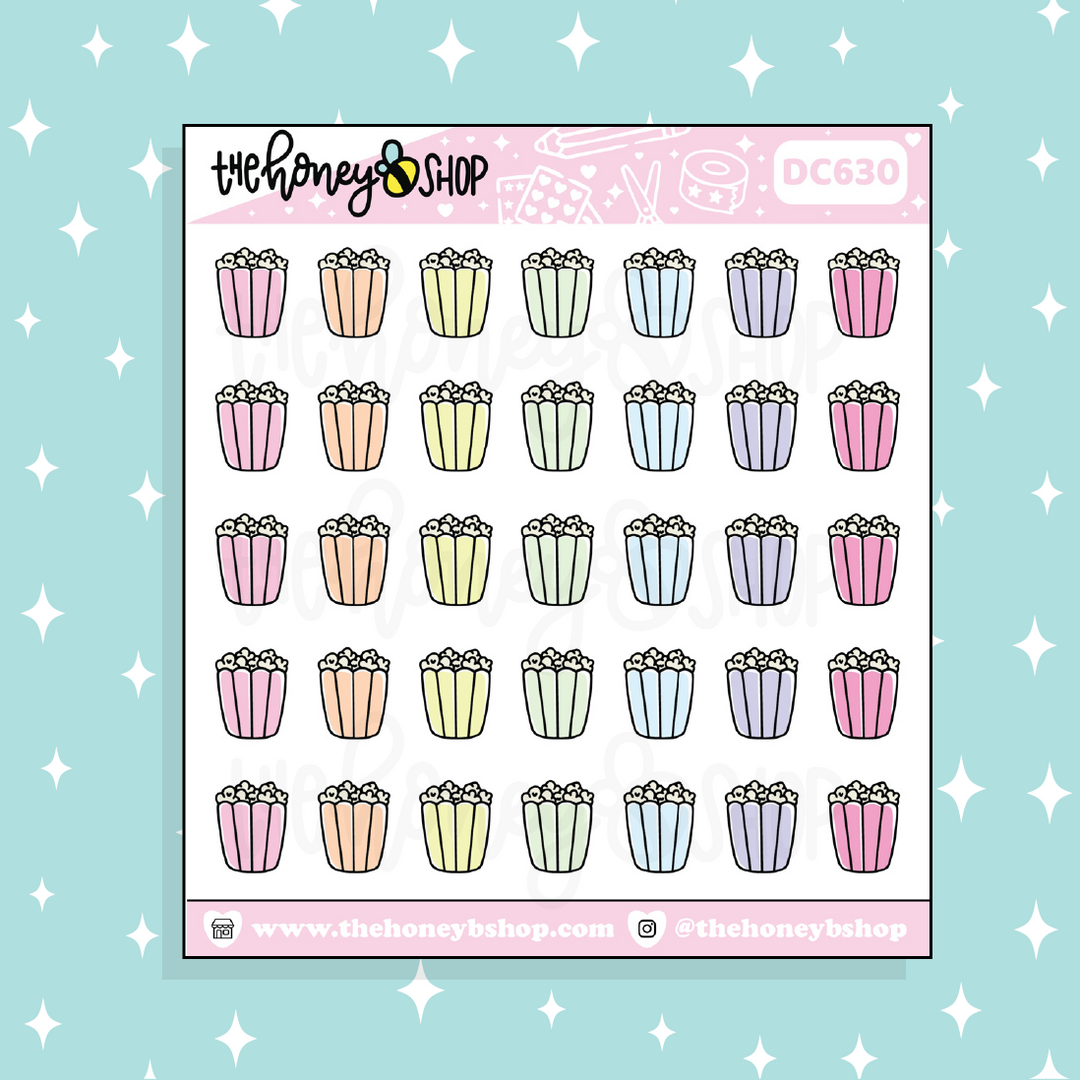 Popcorn Icon Doodle Sticker | Choose Your Color Option!