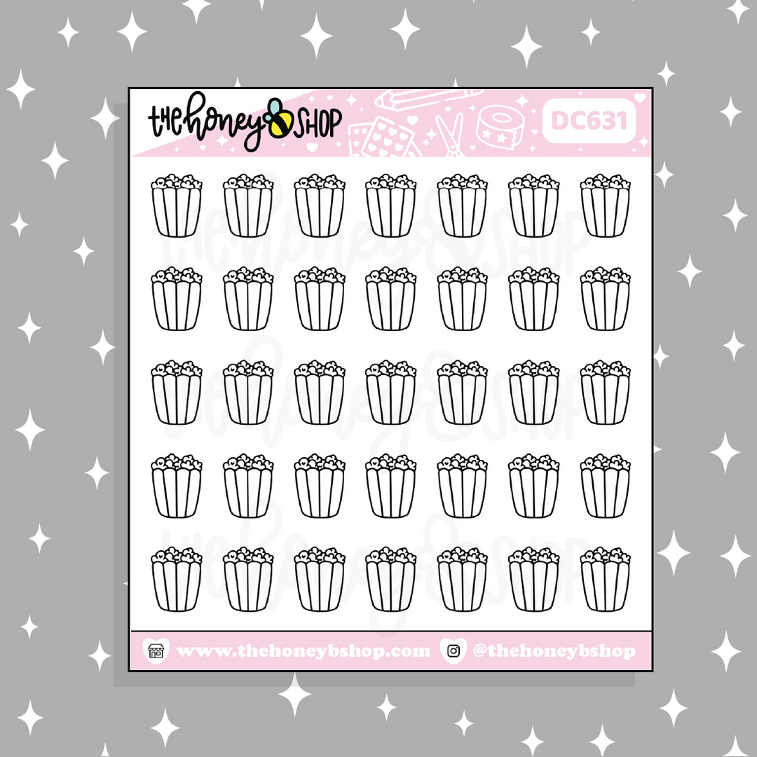 Popcorn Icon Doodle Sticker | Choose Your Color Option!