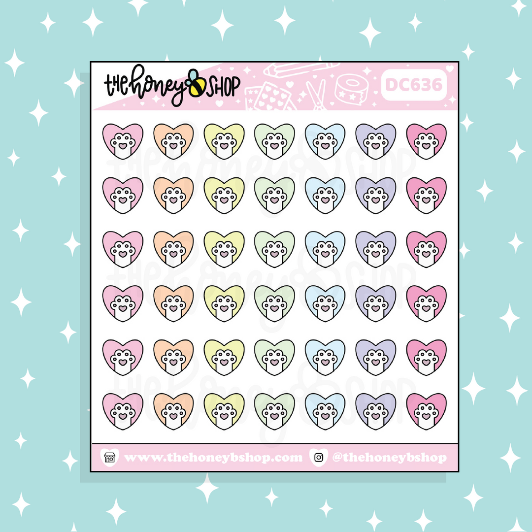 Paw Heart Icon Doodle Sticker | Choose Your Color Option!