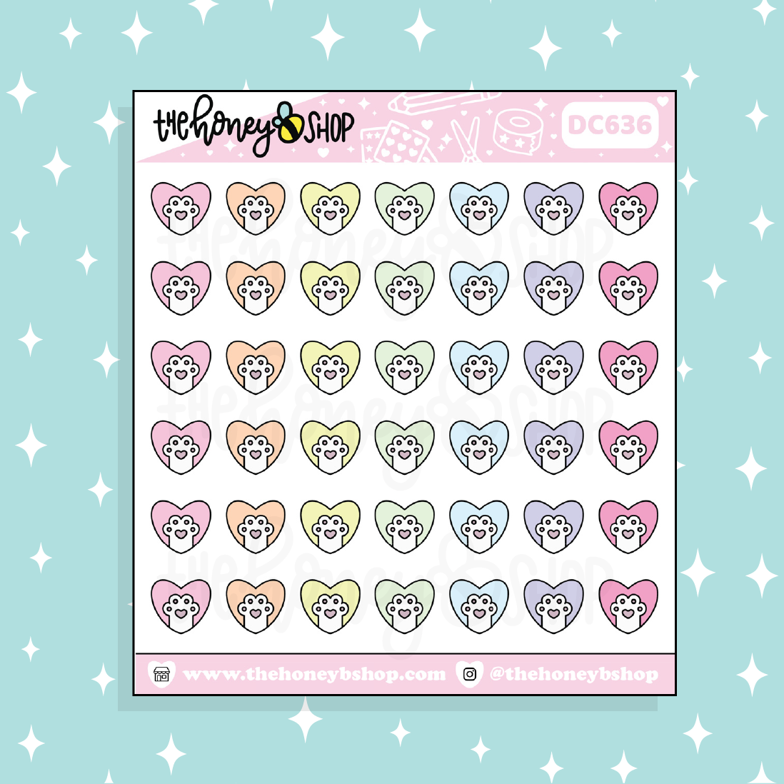 Paw Heart Icon Doodle Sticker | Choose Your Color Option!
