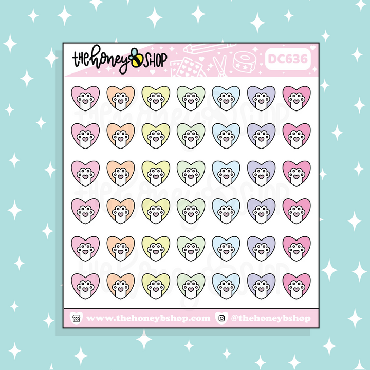 Paw Heart Icon Doodle Sticker | Choose Your Color Option!