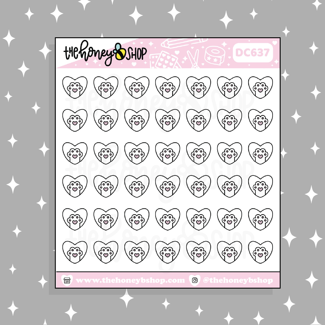 Paw Heart Icon Doodle Sticker | Choose Your Color Option!