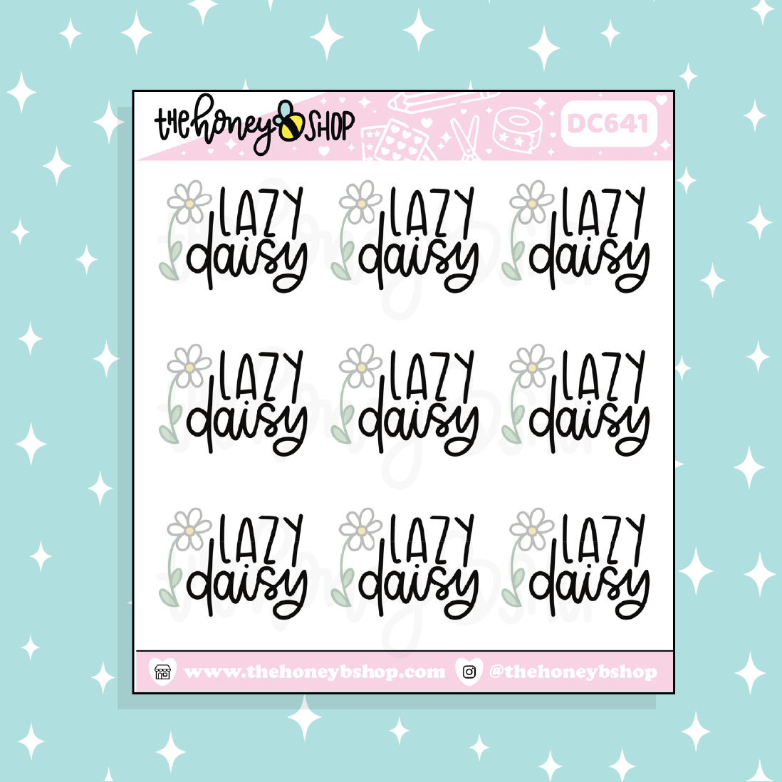 Doodle de letras Lazy Daisy Pegatina
