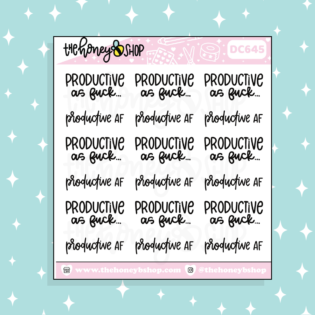 Productive AF Lettering Doodle Sticker