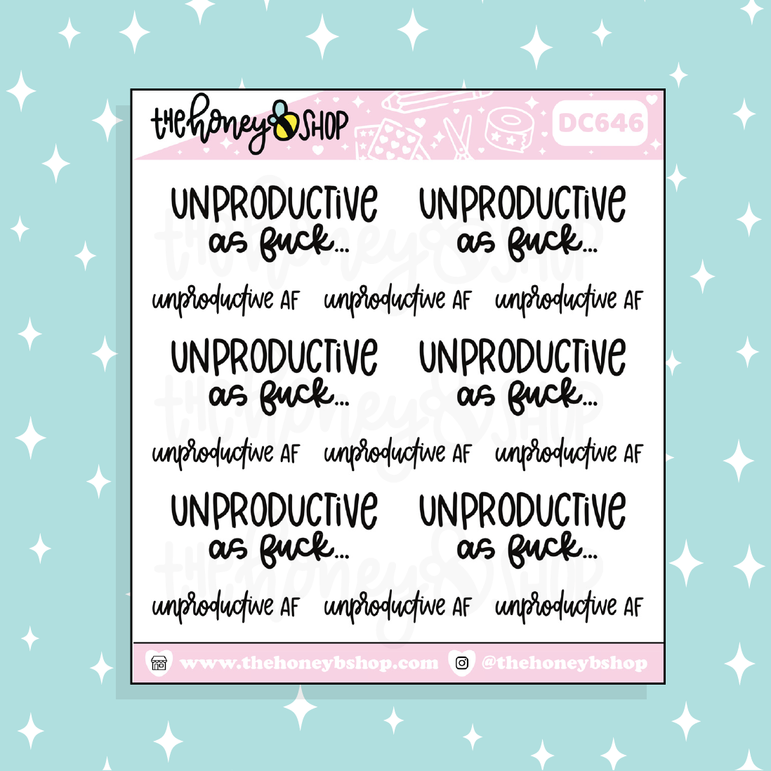 Unproductive Sign Unproductive AF Lettering Doodle Sticker – TheHoneyBShop