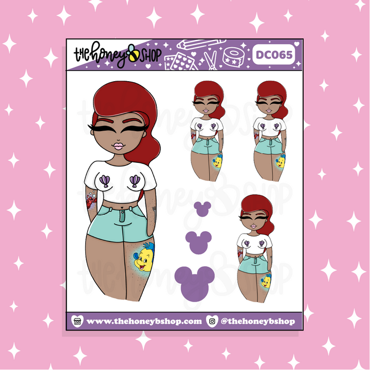 Tattooed Ariel Babe Doodle Sticker | Choose your Skin Tone!