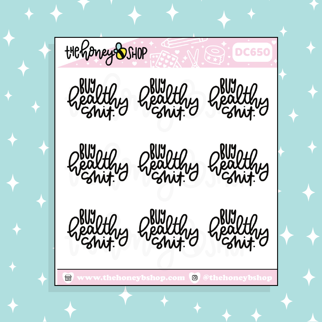Buy Healthy Shit Lettering Doodle Sticker
