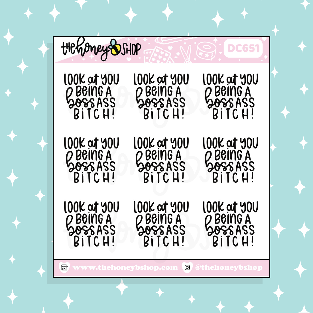 Look At YOU Being A BOSS Ass Bitch Lettering Doodle Sticker