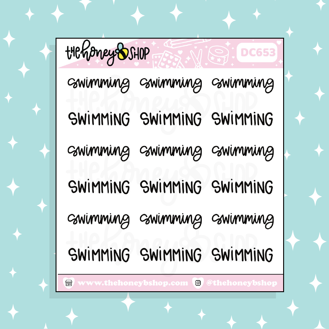 Swimming Lettering Doodle Sticker