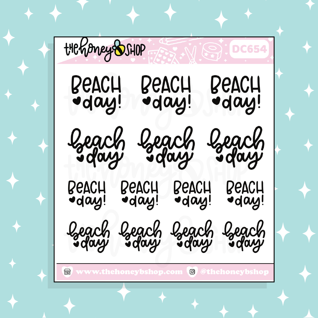 Beach Day Lettering Doodle Sticker