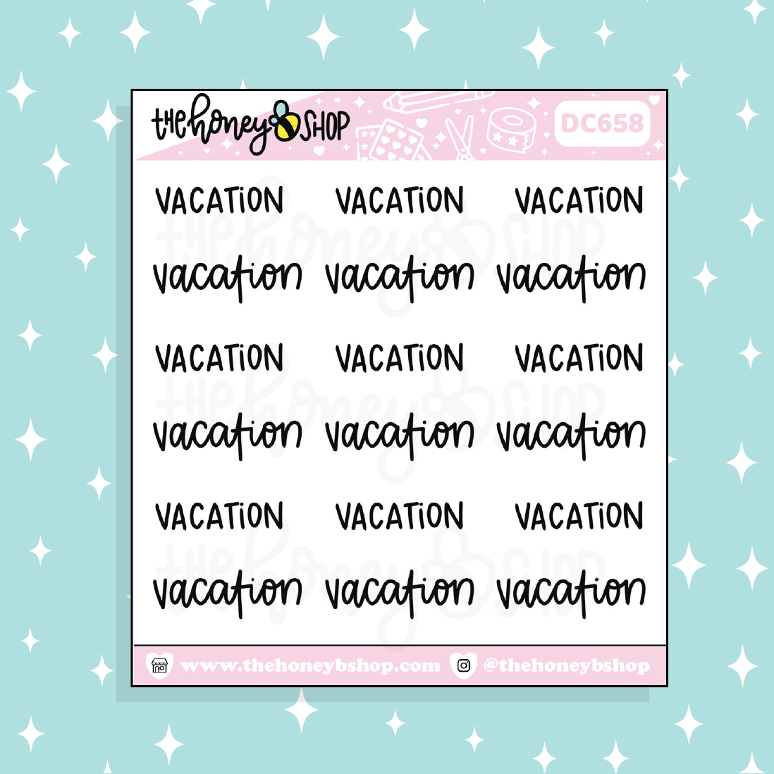 Vacation Lettering Doodle Sticker