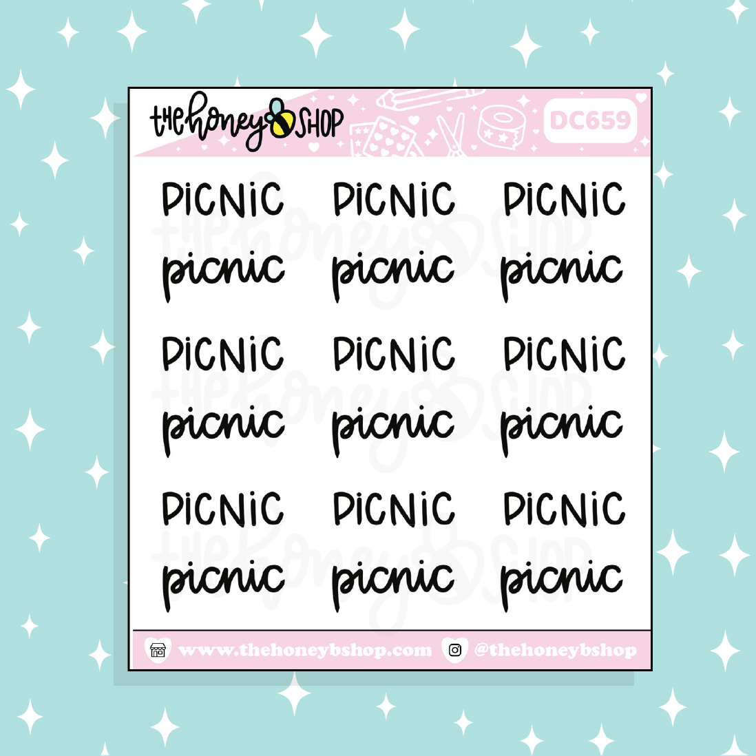 Picnic Lettering Doodle Sticker