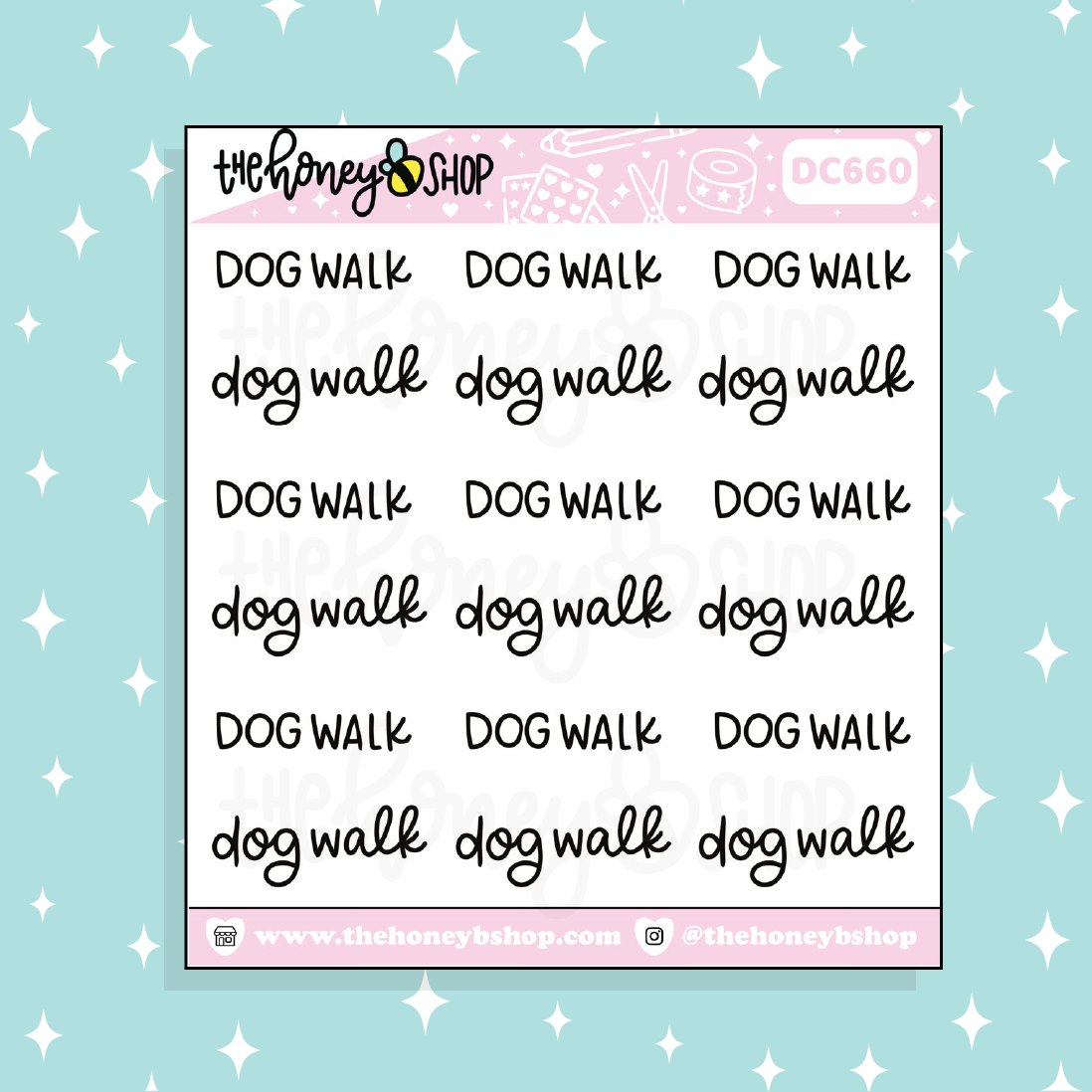 Dog Walk Lettering Doodle Sticker