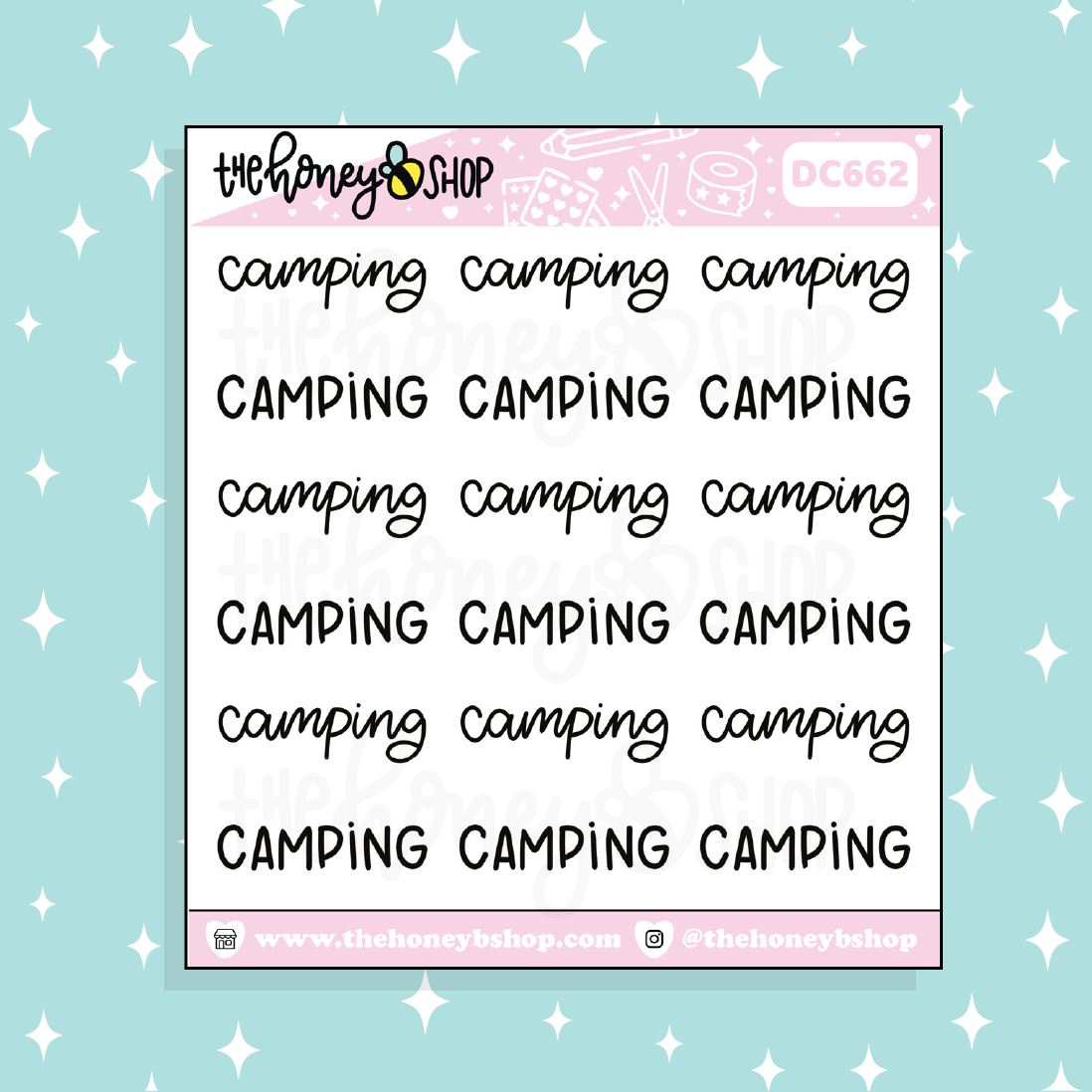 Camping Lettering Doodle Sticker