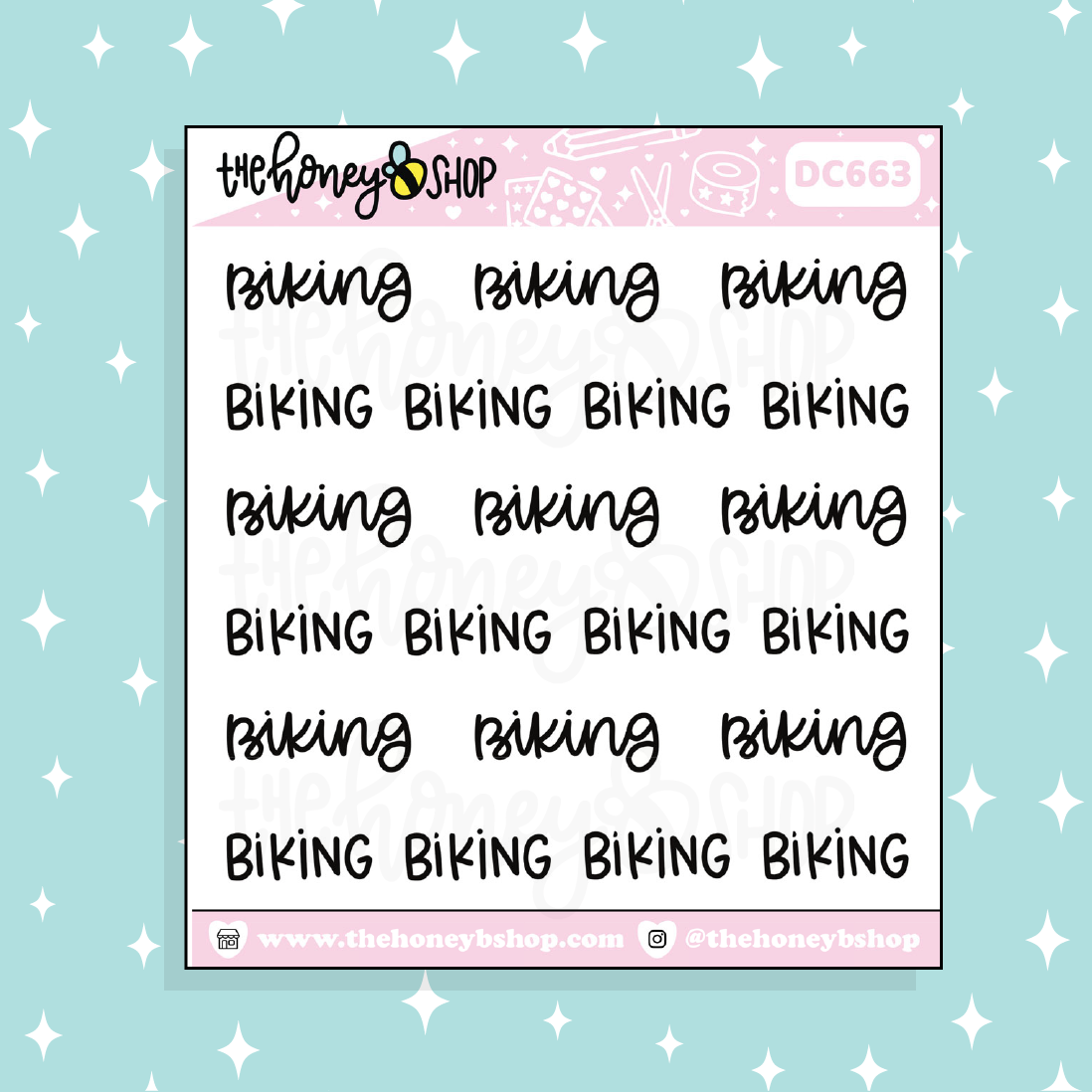 Biking Lettering Doodle Sticker – TheHoneyBShop