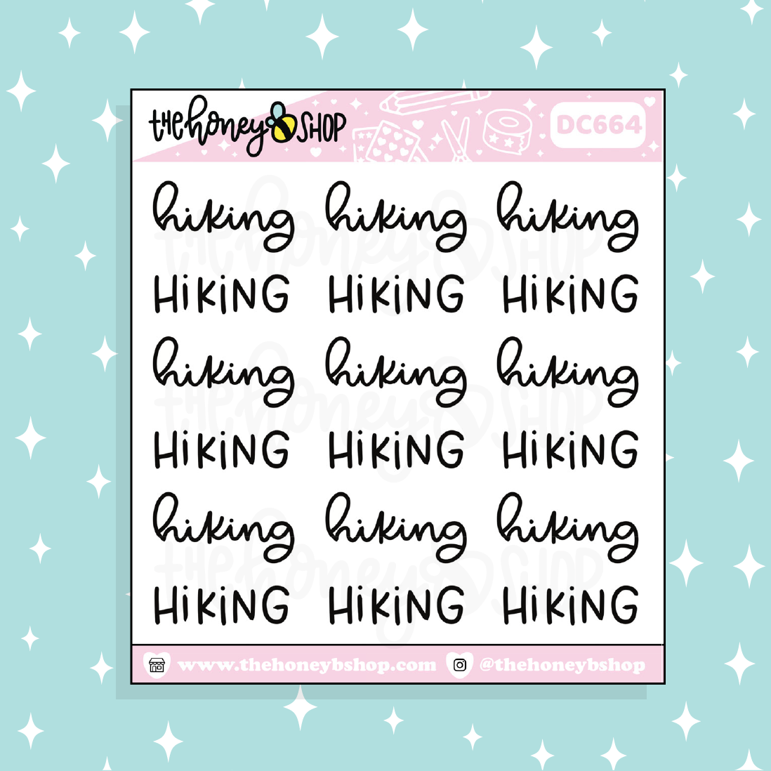 Hiking Lettering Doodle Sticker