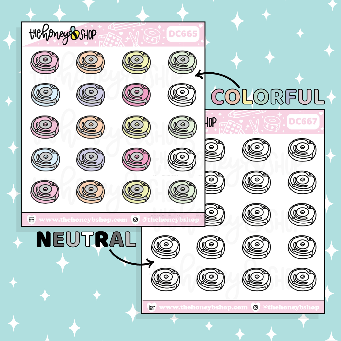 Robot Vacuum Doodle Sticker | Choose Your Color Option!