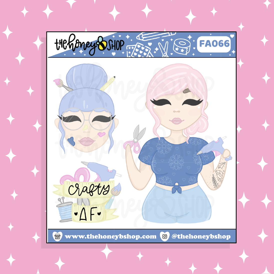 Crafty AF Babe Doodle Sticker | Choose your Skin Tone!