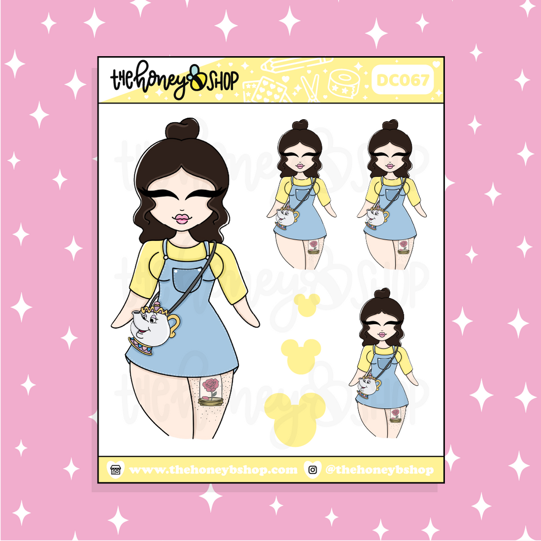 Tattooed Belle Babe Doodle Sticker | Choose your Skin Tone!