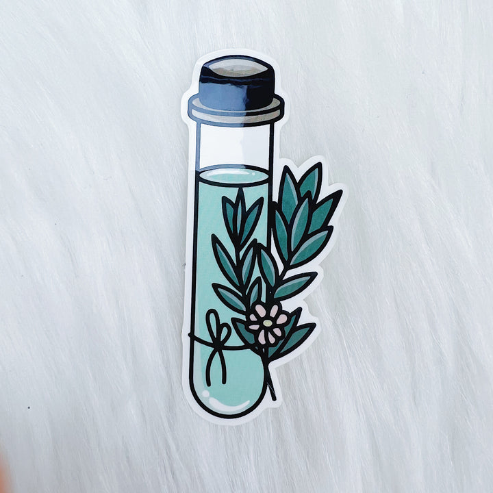 Floral Potion Bottle Vinyl Sticker Die Cut