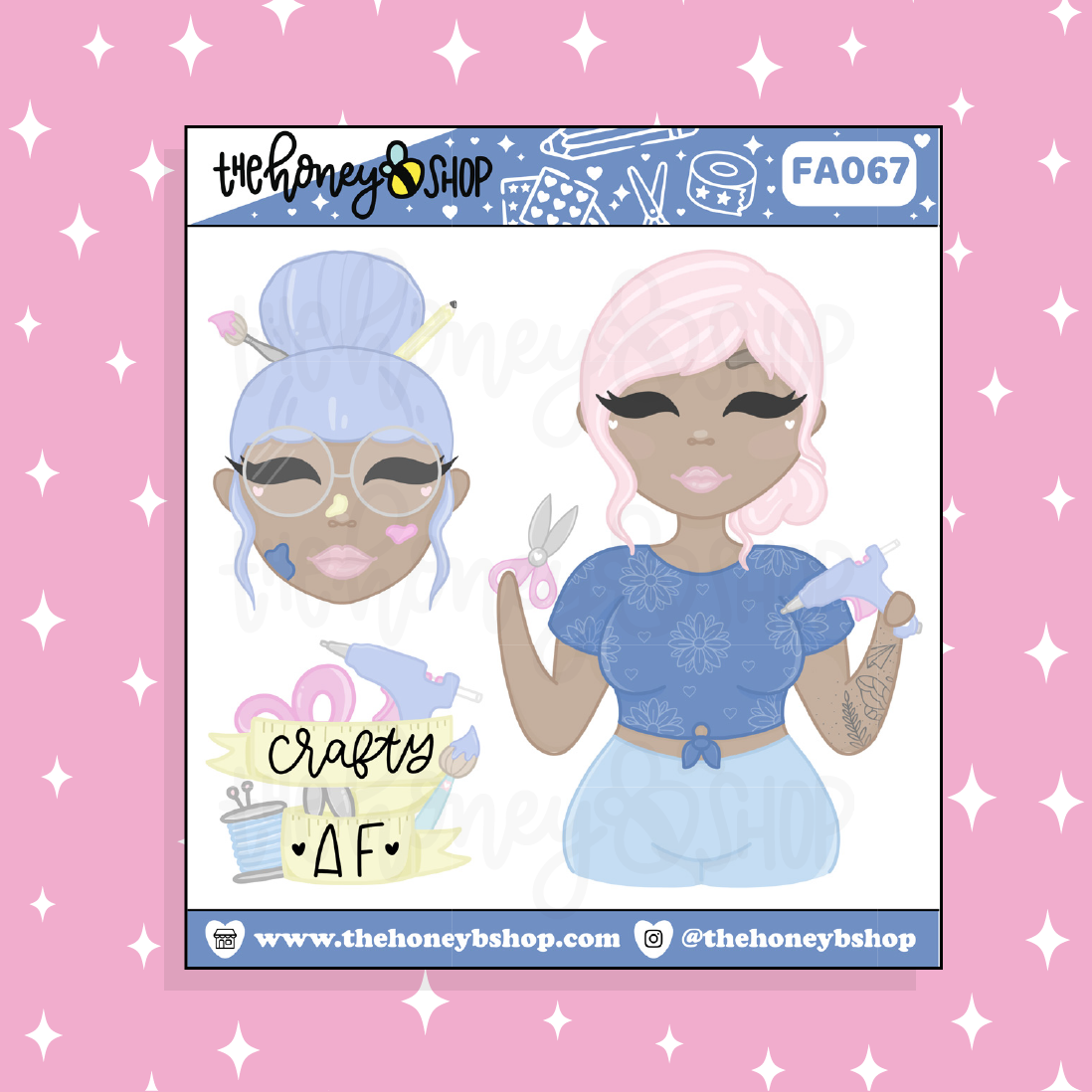Crafty AF Babe Doodle Sticker | Choose your Skin Tone!