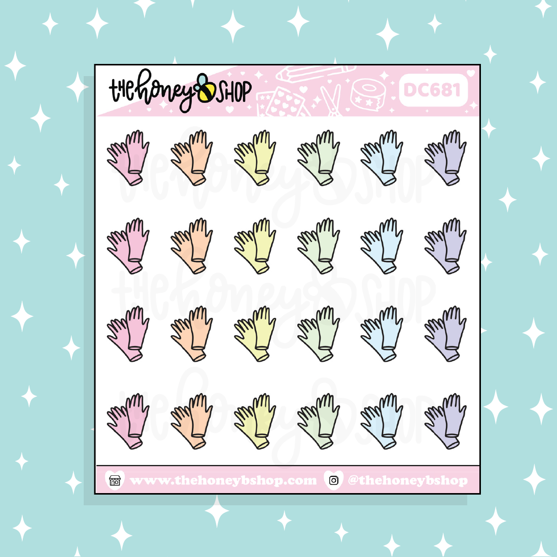 Cleaning Gloves Doodle Sticker | Choose Your Color Option!