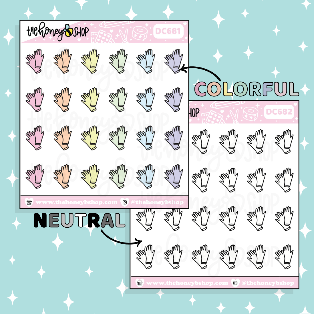 Cleaning Gloves Doodle Sticker | Choose Your Color Option!