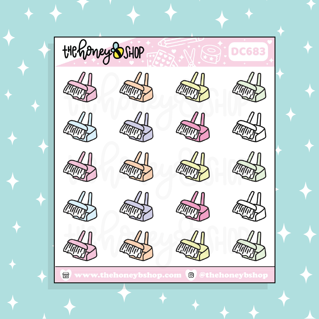 Broom + Dust Pan Doodle Sticker | Choose Your Color Option!