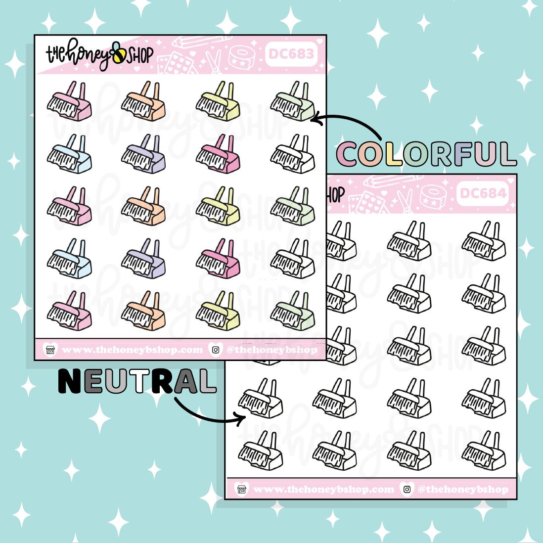 Broom + Dust Pan Doodle Sticker | Choose Your Color Option!