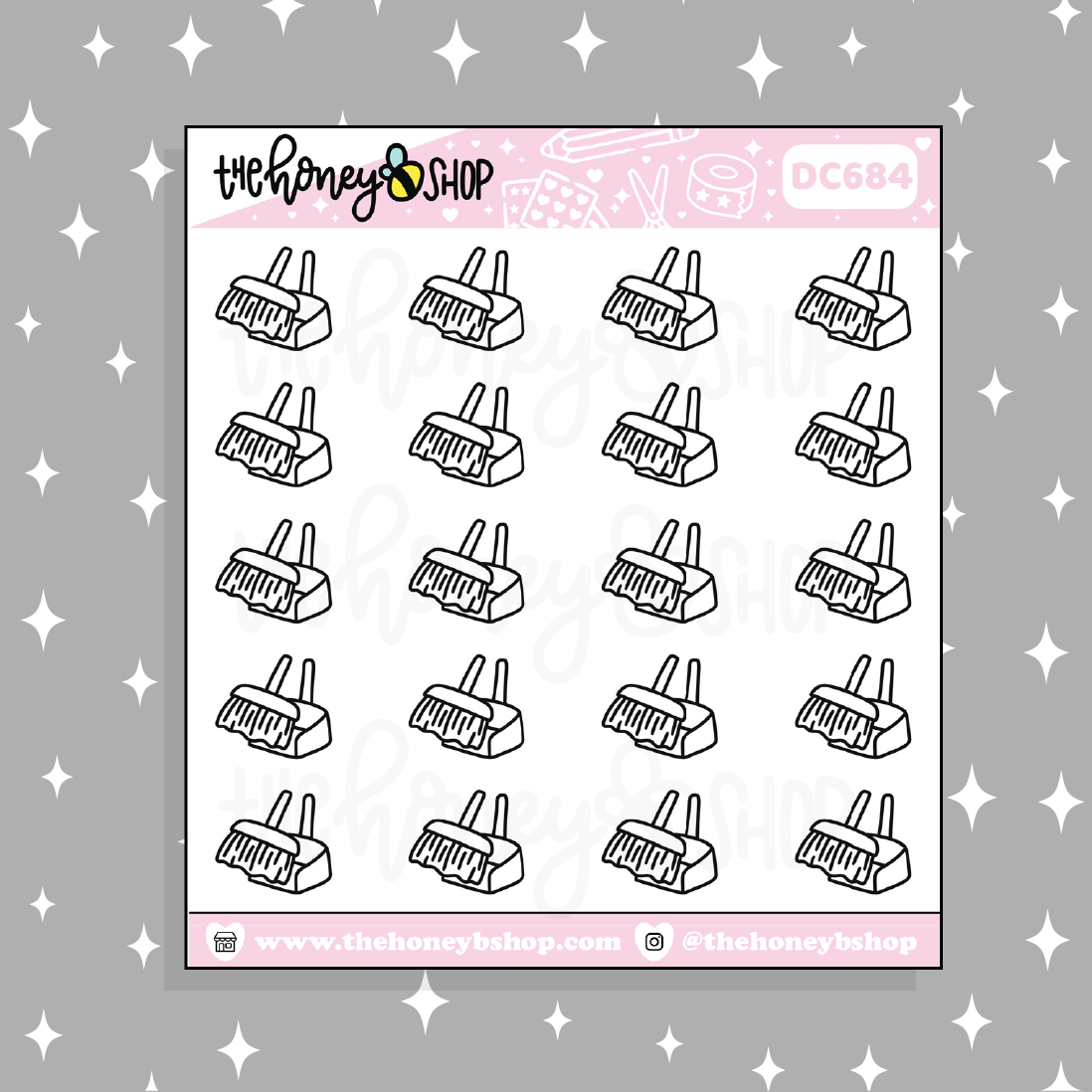 Broom + Dust Pan Doodle Sticker | Choose Your Color Option!