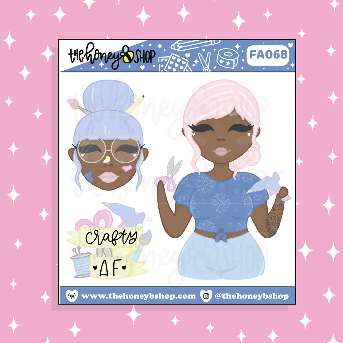 Crafty AF Babe Doodle Sticker | Choose your Skin Tone!