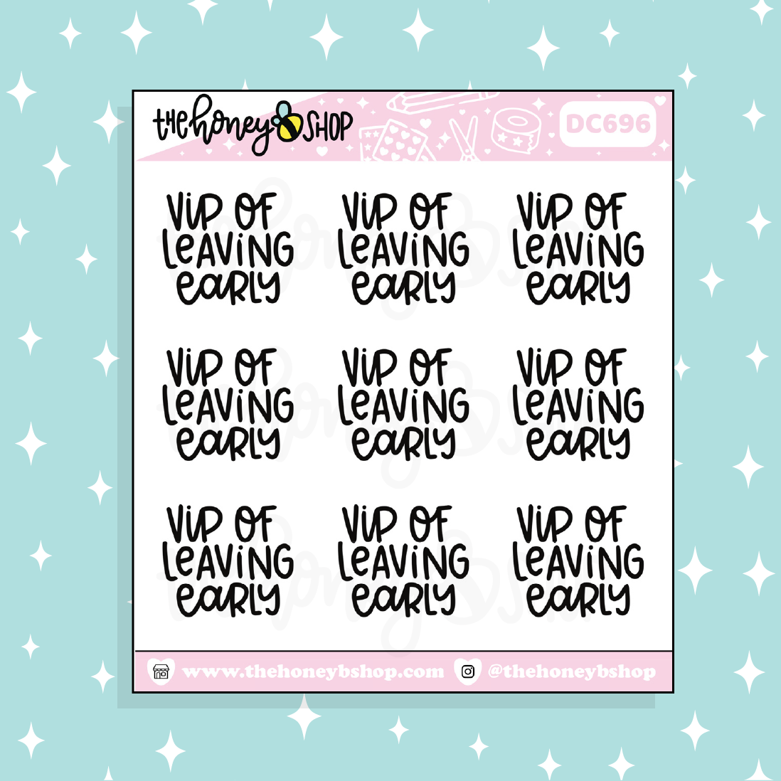 VIP Of Leaving Early Lettering Doodle Sticker
