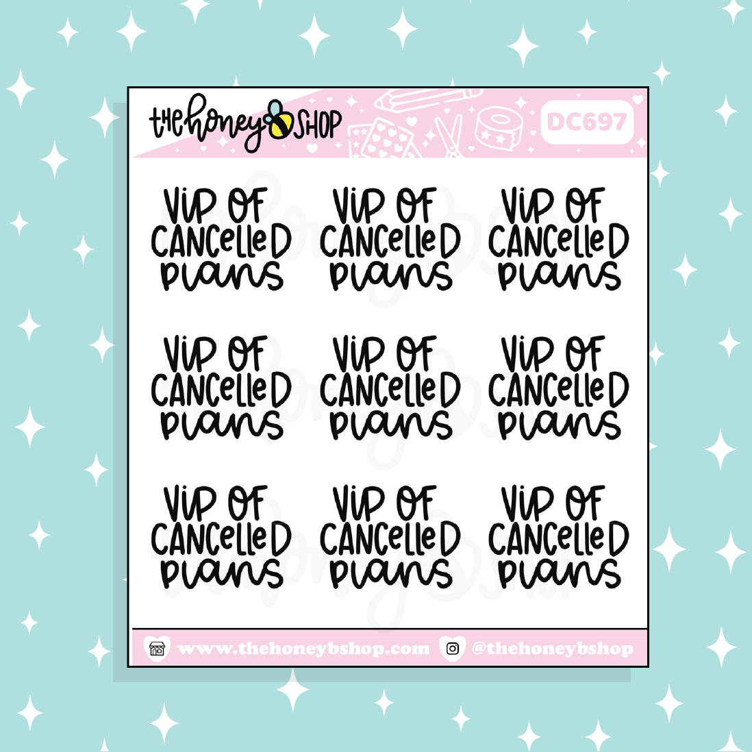 Doodle de letras VIP de planes cancelados Pegatina