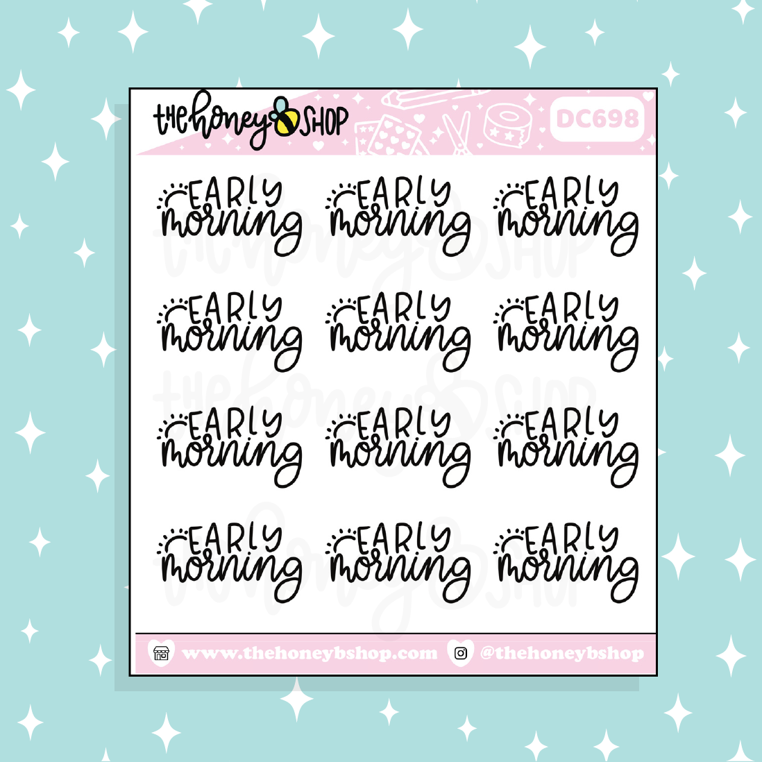 Early Morning Lettering Doodle Sticker