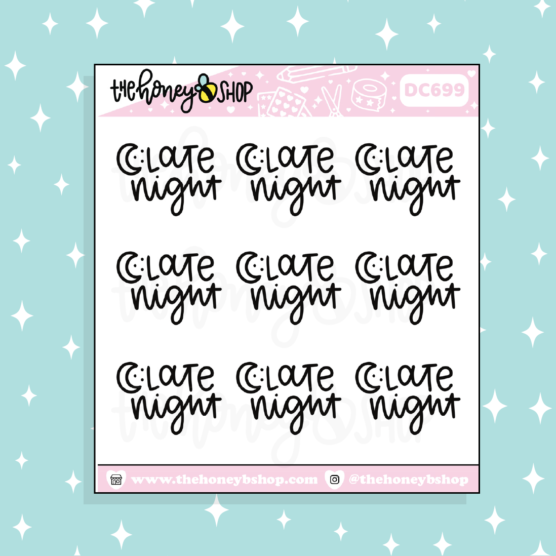 Late Night Lettering Doodle Sticker