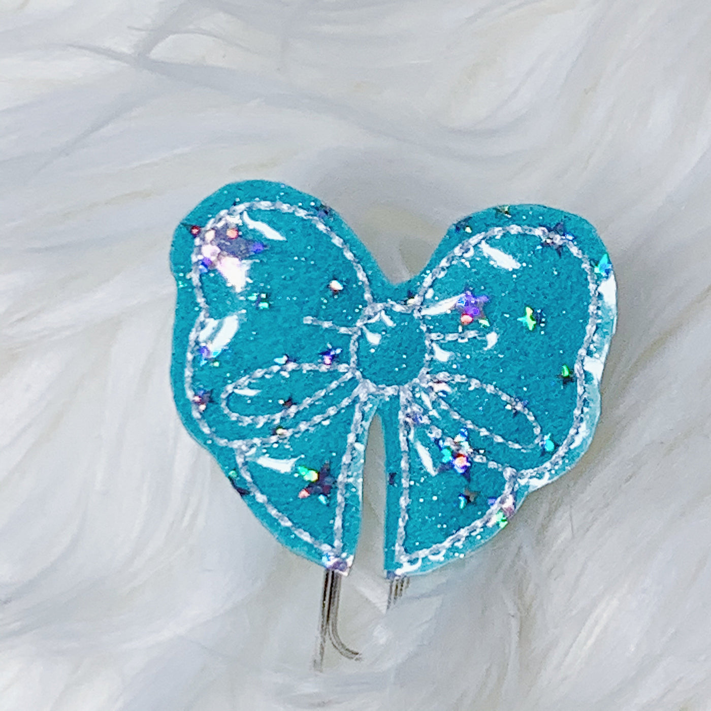 Teal Cotton Candy Bow Feltie Planner Clip