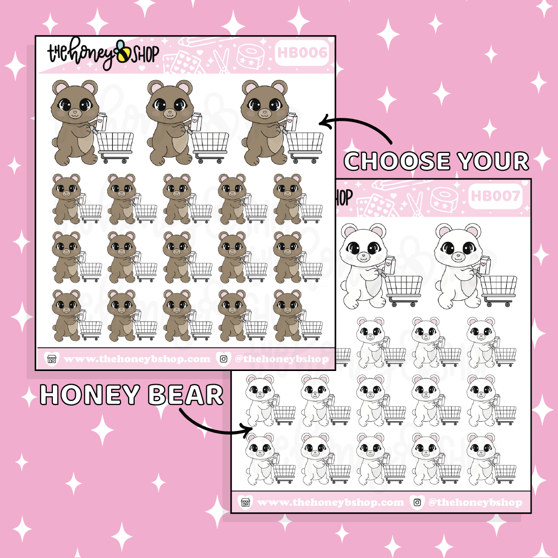Grocery Shopping Honey Bear Doodle Sticker | Choose Your Version