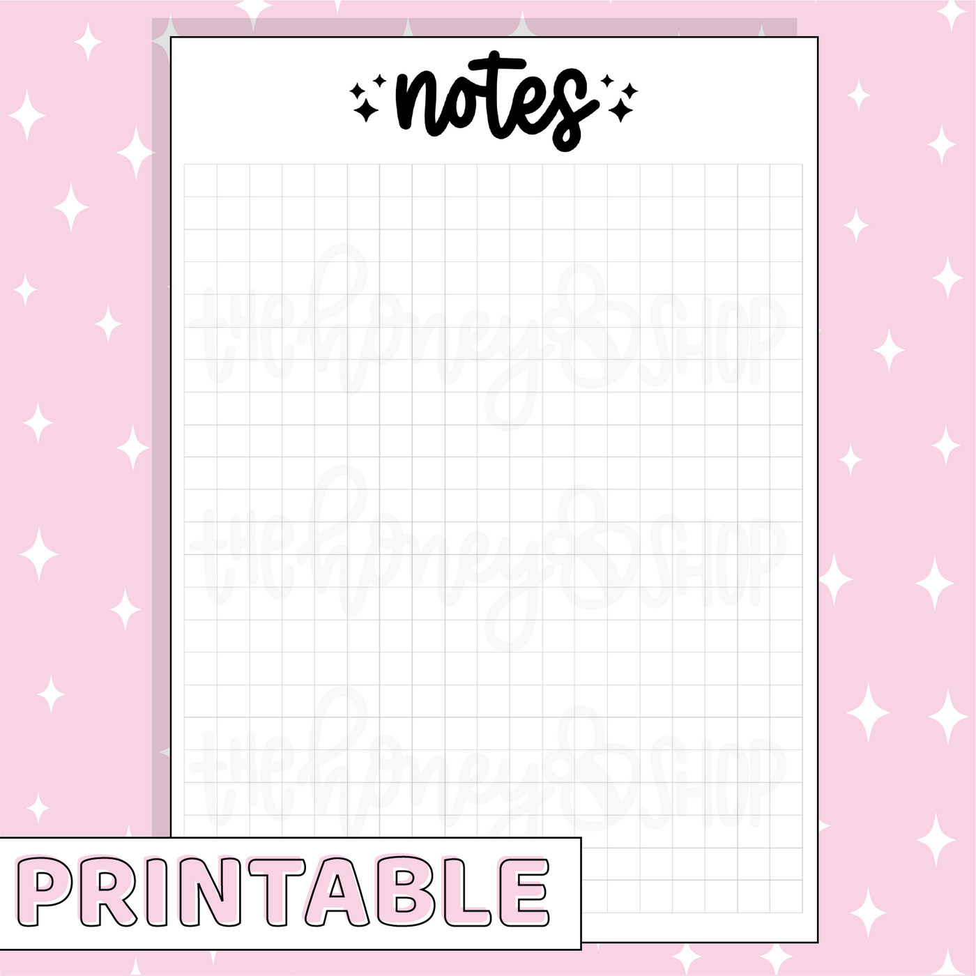 Notes Printable Bee-6 Full Page Sticker | B6 Planner | Printable Planner Stickers