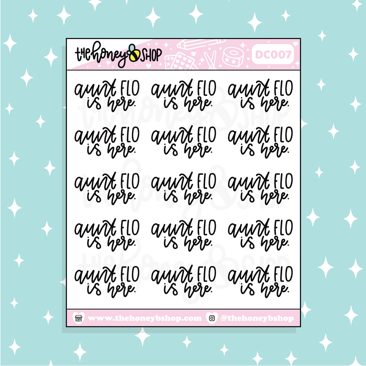 Aunt Flo is Here Doodle Sticker