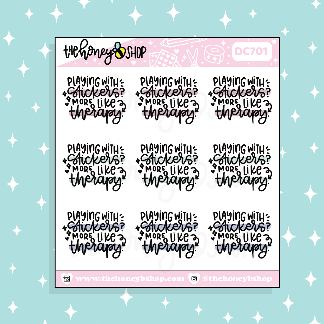 Playing With Stickers? More Like Therapy Lettering Doodle Sticker