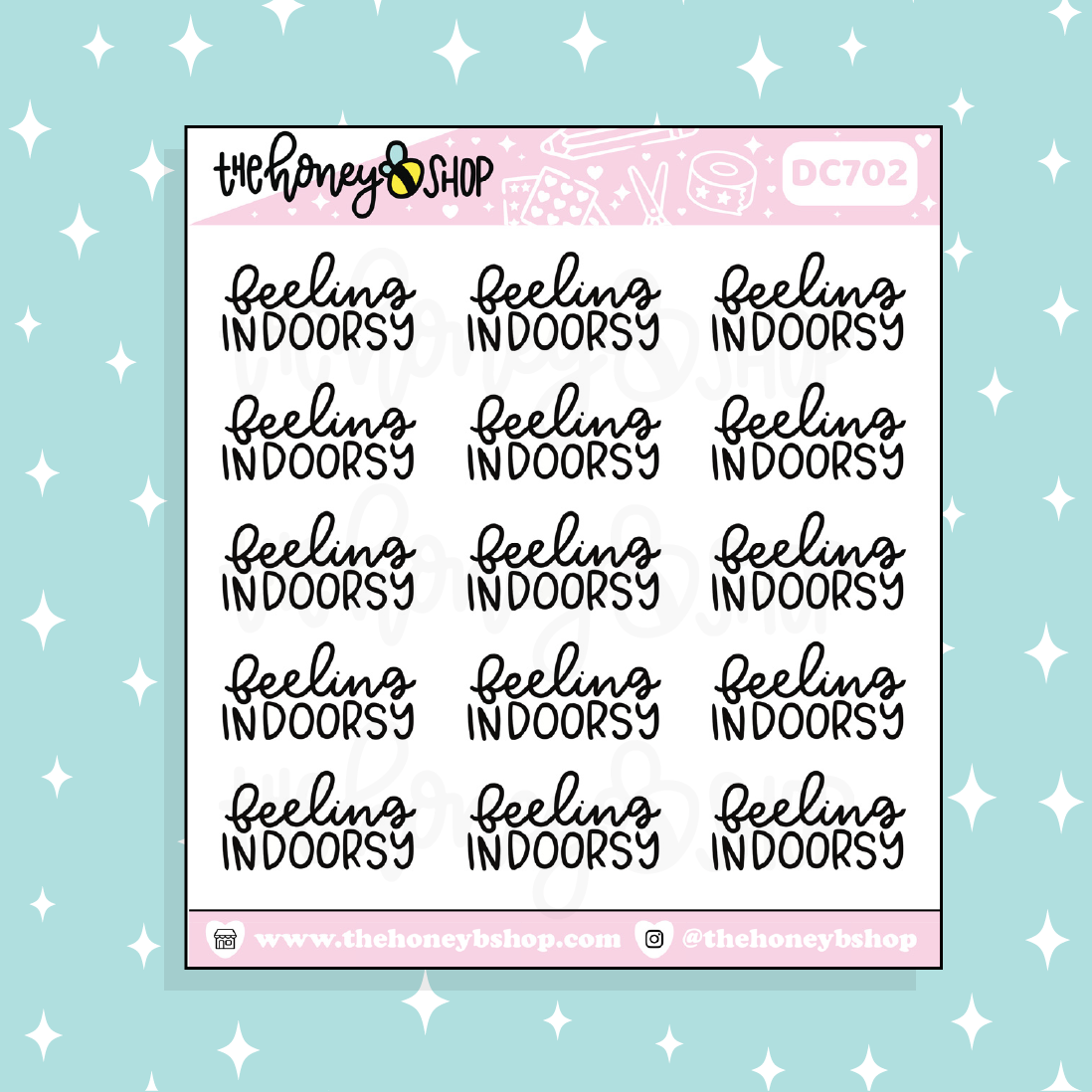 Feeling Indoorsy Lettering Doodle Sticker